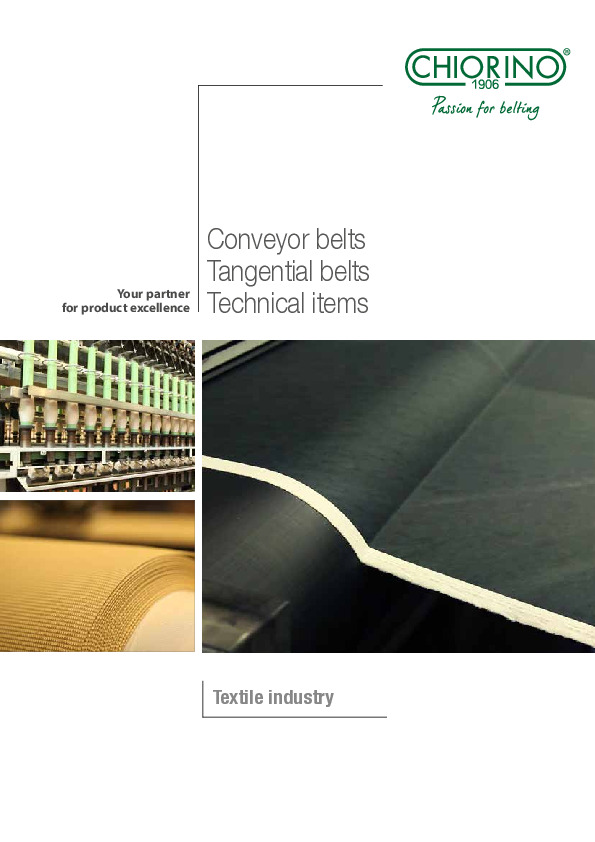 Conveyor belts, tangential belts, technical elastomer items for textile fájl előnézete