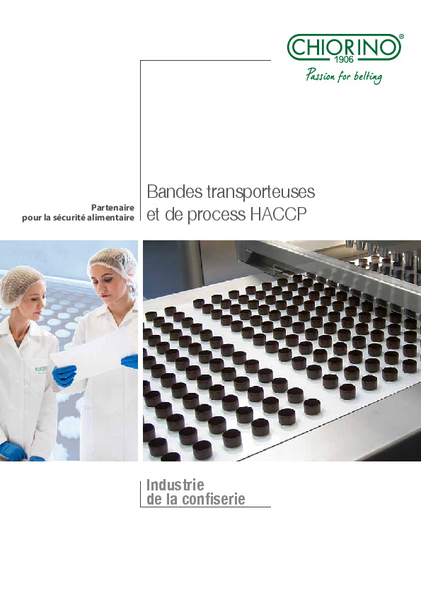 Alimentaire - Industrie de la confiserie - Bandes transporteuses et de process HACCP