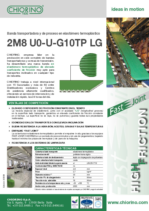 Embalaje - Banda termoplástica de elevado coeficiente de fricción 2M8 U0-U-G10TP LG vista previa del archivo