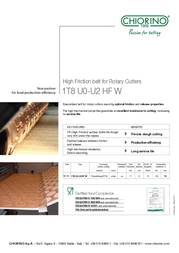 Food - High Friction belt for Rotary Cutters 1T8 U0-U2 HF W aperçu du fichier