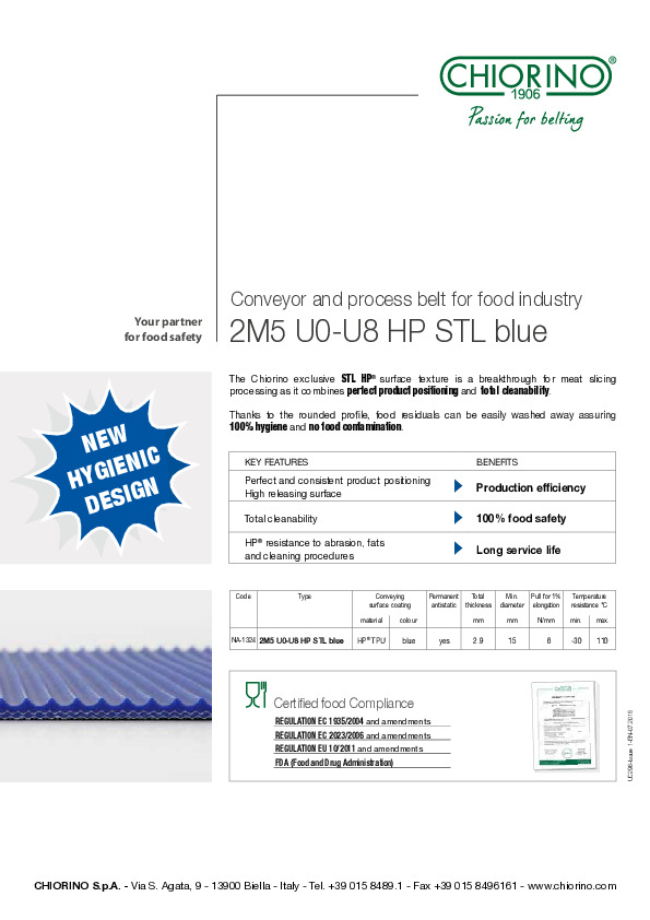 Food - HP® process belt 2M5 U0-U8 HP STL blue