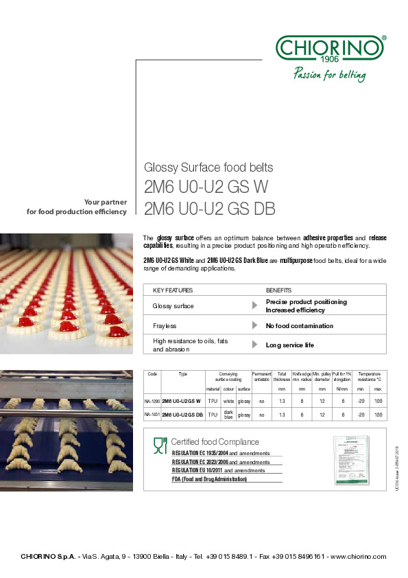 Food - Glossy Surface belt 2M6 U0-U2 GS W
