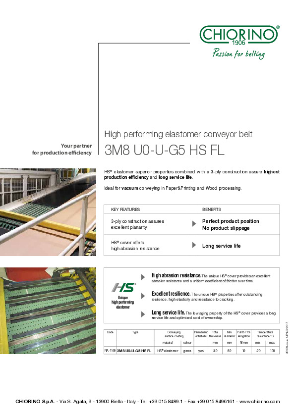 HS® high performing elastomer belt 3M8 U0-U-G5 HS FL aperçu du fichier