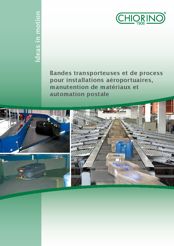 Installations aéroportuaires, manutention de matériaux, automation_postale - Bandes transporteuses et de process