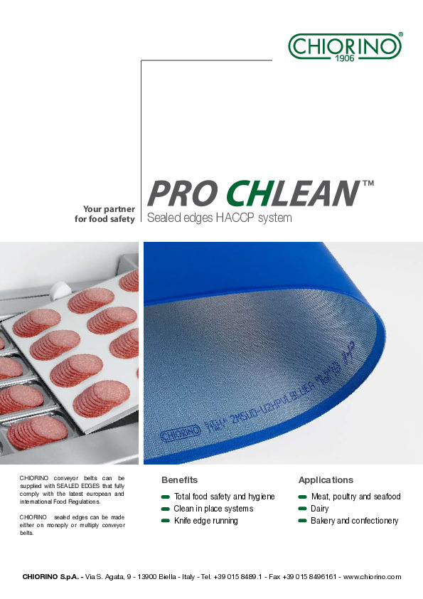 Food - HACCP Sealed edges Prochlean™
