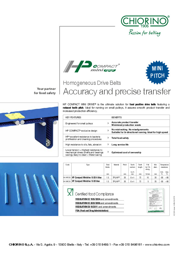 HP COMPACT MINI DRIVE Homogeneous Belts for Mini Pitch fájl előnézete