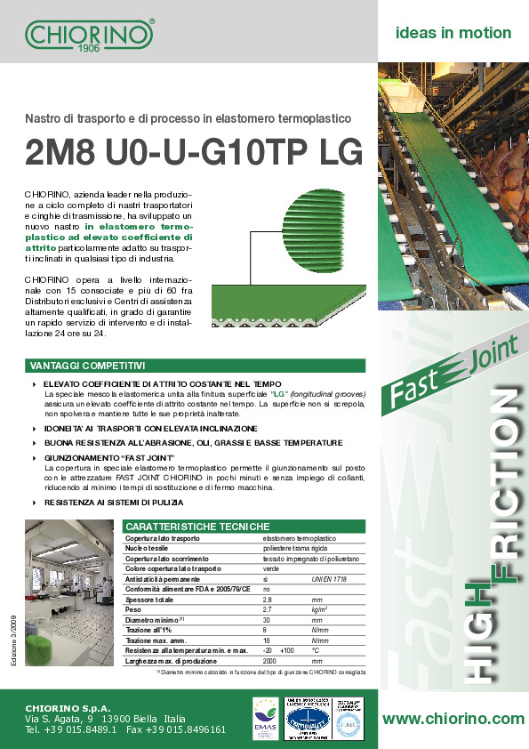 Imballaggio - Nastro termoplastico ad alto coefficiente di attrito 2M8 U0-U-G10TP LG