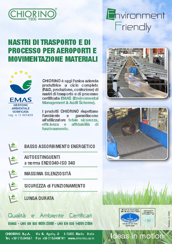 Aeroporti, movimentazione materiali - Nastri di trasporto e di processo Environment Friendly anteprima