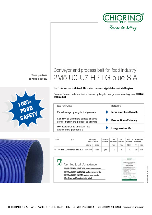 Food - HP® process belt 2M5 U0-U7 HP LG blue S A visualização do arquivo