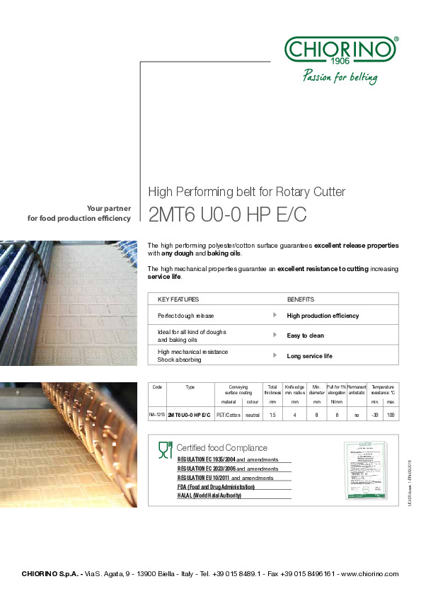Food - High Performance belt for Rotary Cutters 2MT6 U0-0 HP E/C 파일 미리 보기