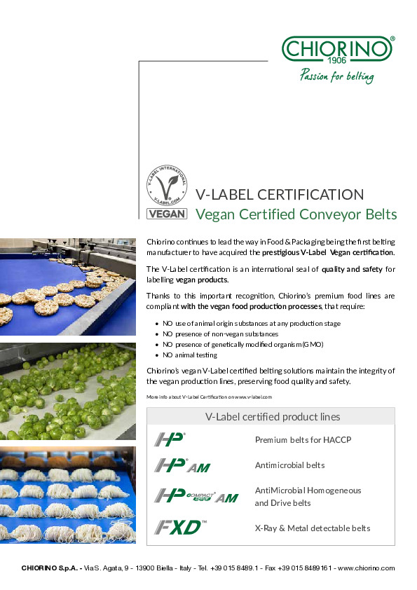 VEGAN V-Label certified conveyor belts