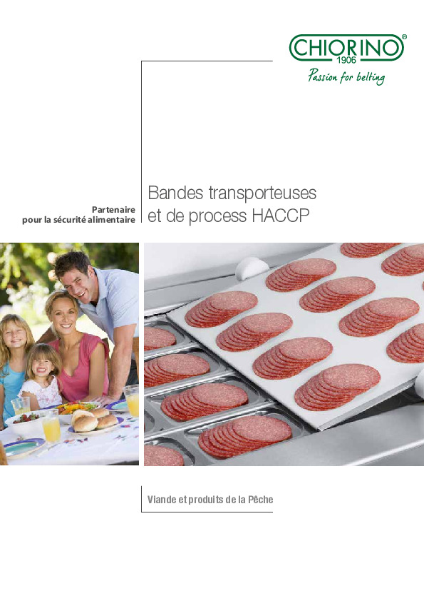 Industrie de la viande et des produits de la pêche - Bandes transporteuses et de process HACCP